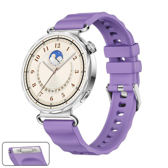For Huawei Watch GT 6 41mm Press Button Quick Release Silver Buckle Solid Color Silicone Watch Band(Starlight Purple)