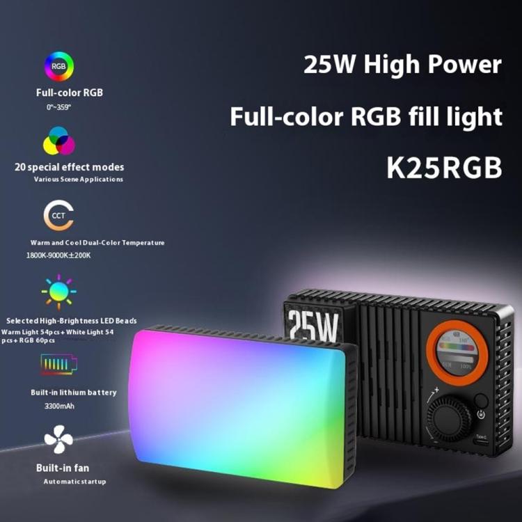 VLOGLITE K25RGB For Camera Photography Pocket Video Light 25W High Power RGB Fill Light -  by VLOGLITE | Online Shopping UK | buy2fix