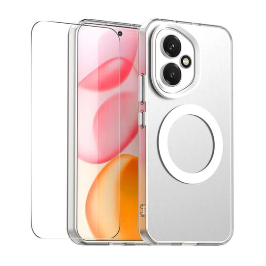 For Honor 400 Global 156.5mm ENKAY Hat-Prince MagSafe Candy Color Phone Case with 9H Screen Film(White)