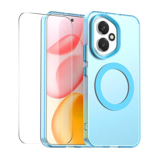 For Honor 400 Global 156.5mm ENKAY Hat-Prince MagSafe Candy Color Phone Case with 9H Screen Film(Blue)