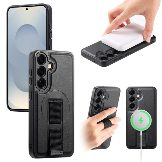 For Samsung Galaxy S24+ / S25+ 5G CaseNeo Finger Grip Strap MagSafe Back Phone Case(Black)
