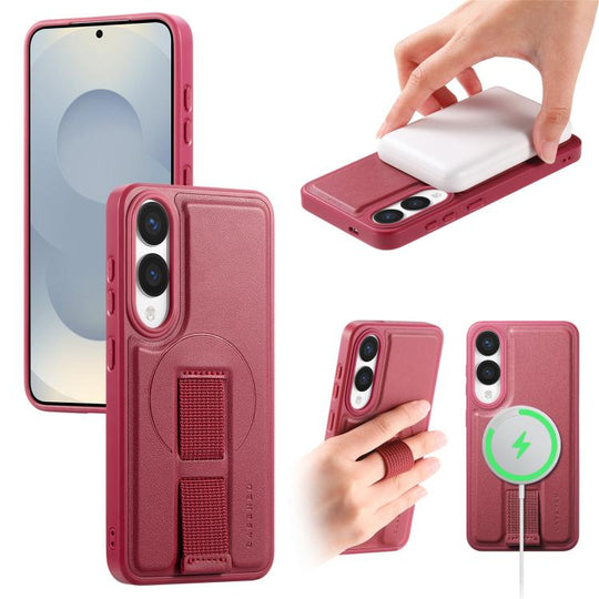 For Samsung Galaxy S25 Edge 5G CaseNeo Finger Grip Strap MagSafe Back Phone Case(Red)