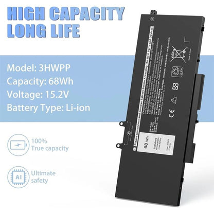 3HWPP 15.2V 68Wh Laptop Battery for Dell Latitude 5401 5410 5411 5501 5510 5511 Precision 3541 3551 - Dell Spare Parts by buy2fix | Online Shopping UK | buy2fix