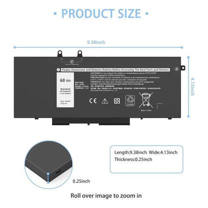 3HWPP 15.2V 68Wh Laptop Battery for Dell Latitude 5401 5410 5411 5501 5510 5511 Precision 3541 3551 - Dell Spare Parts by buy2fix | Online Shopping UK | buy2fix