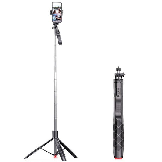 L15TT Stainless Steel Pole Extendable Selfie Stick Auto Pop Up Tripod Anti Shake Floor Stand