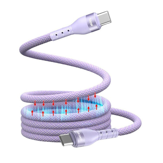 ENKAY PD100W Type-C to Type-C Magnetic Self-Coiling Braided Charging Data Cable, Length:2m(Purple)