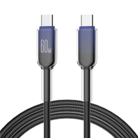 ENKAY PD60W Type-C to Type-C Gradient Color Nylon Braided Charging Data Cable, Length:2m(Dark Blue)