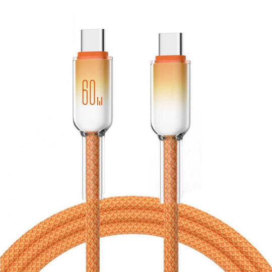 ENKAY PD60W Type-C to Type-C Gradient Color Nylon Braided Charging Data Cable, Length:1m(Orange)