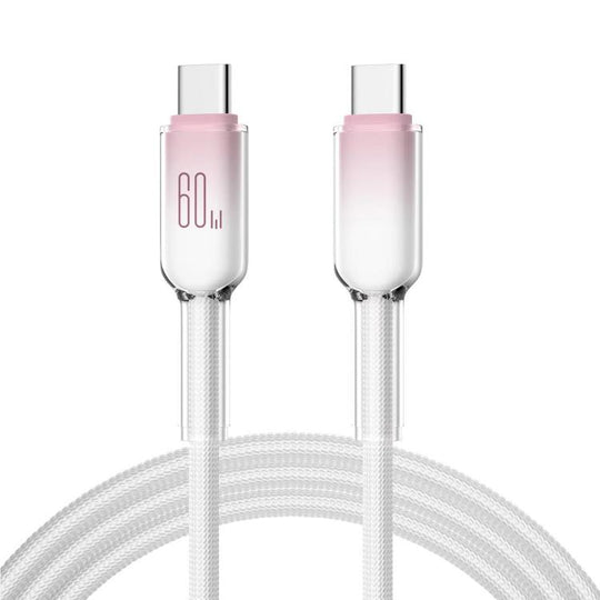 ENKAY PD60W Type-C to Type-C Gradient Color Nylon Braided Charging Data Cable, Length:1m(Pink)