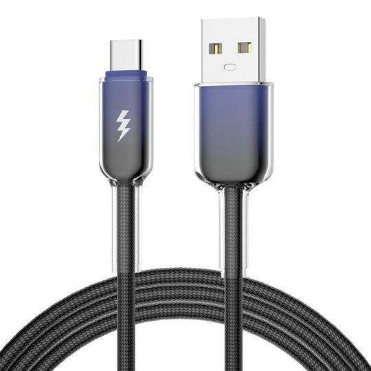 ENKAY 60W USB to Type-C Gradient Color Nylon Braided Fast Charging Data Cable, Length:1m(Dark Blue)