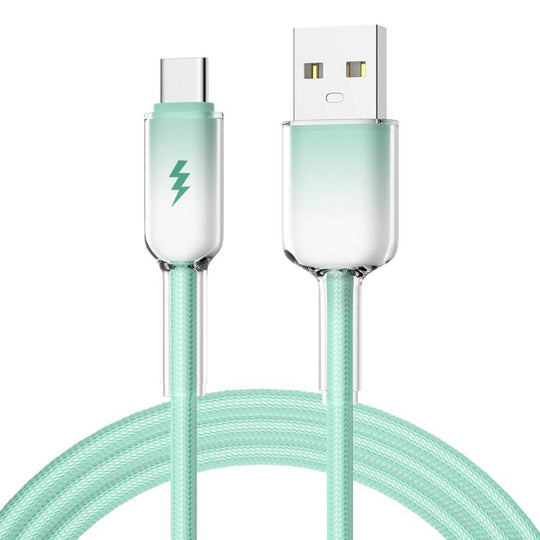 ENKAY 60W USB to Type-C Gradient Color Nylon Braided Fast Charging Data Cable, Length:2m(Green)