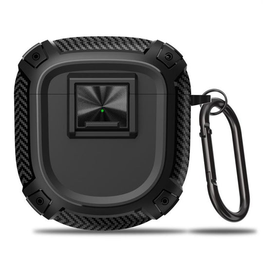 For Bose QuietComfort Earbuds II / Ultra Carbon Fibre Snap Lock TPU Earphone Cover with Metal Buckle(Black)