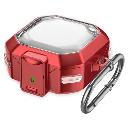 For Galaxy Buds Live / Pro / 2 / 2 Pro / FE / Core Half Transparent Snap Fit TPU Earphone Cover with Metal Buckle(Translucent Red)