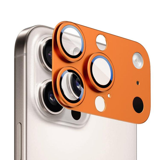 For iPhone 16 Pro Kalebol Instant 17 Pro Max Full Coverage Metal Lens Film Protector(Orange)