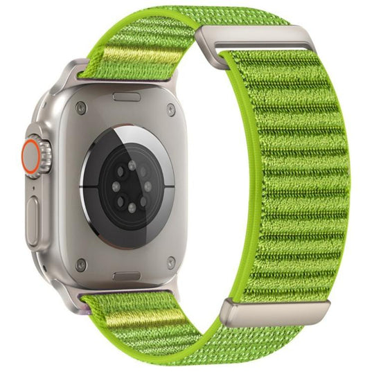 For Apple Watch 46mm / 49mm / 45mm / 44mm Two-section Mountain Pattern Hook And Loop Fastener Nylon Watch Band(Wilderness Green)