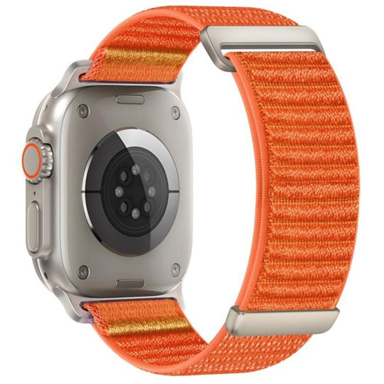 For Apple Watch 46mm / 49mm / 45mm / 44mm Two-section Mountain Pattern Hook And Loop Fastener Nylon Watch Band(Orange)