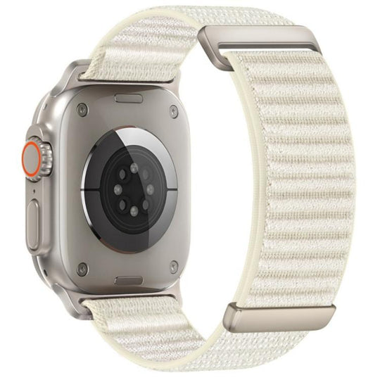 For Apple Watch 46mm / 49mm / 45mm / 44mm Two-section Mountain Pattern Hook And Loop Fastener Nylon Watch Band(Starlight)