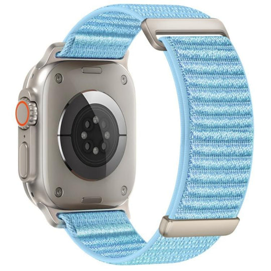 For Apple Watch 46mm / 49mm / 45mm / 44mm Two-section Mountain Pattern Hook And Loop Fastener Nylon Watch Band(Island Blue)