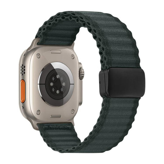 For Apple Watch 46mm / 49mm / 45mm / 44mm Off Road Magnetic Buckle Braided Nylon Loop Watch Band(Dark Gray)