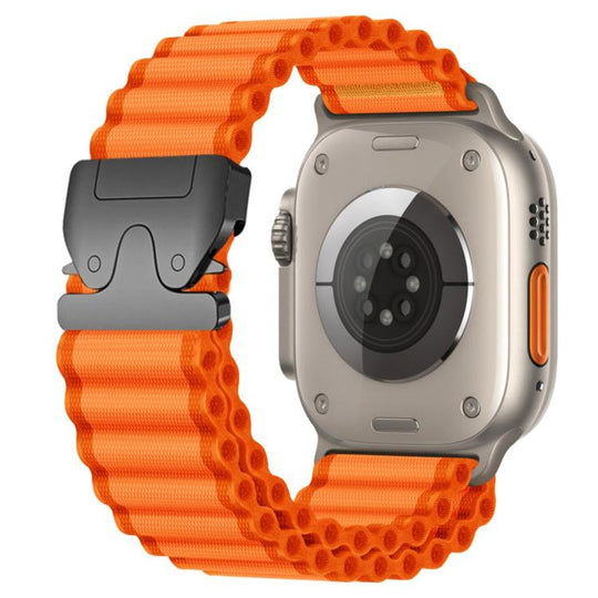 For Apple Watch 42mm / 41mm / 40mm / 38mm Parachute Buckle Off Road Wide Ribbed Nylon Watch Band(Orange Black Buckle)