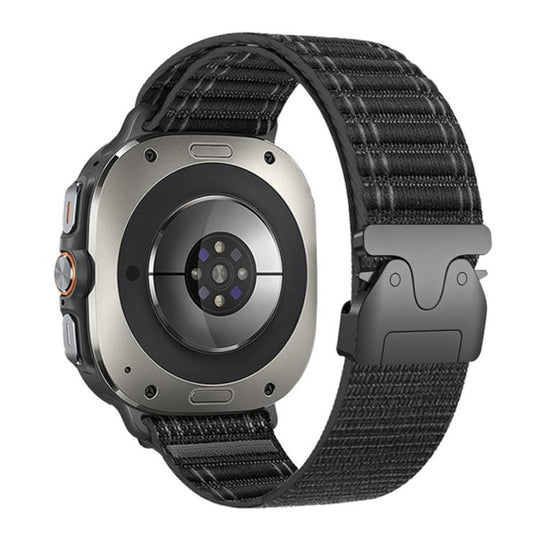 For Galaxy Watch Ultra2 2026 / 2025 / 1 2024 Parachute Buckle Wave Texture Nylon Watch Band(Black)