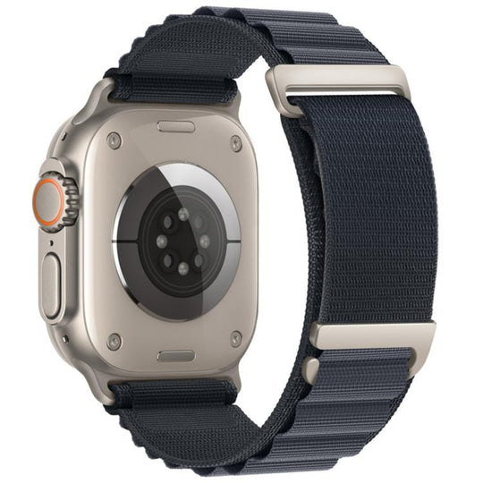 For Apple Watch 46mm / 49mm / 45mm / 44mm C Buckle Two-Section High Mountain Loop Nylon Watch Band(Dark Grey)