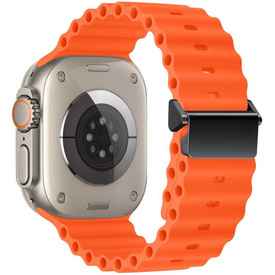 For Apple Watch 46mm / 49mm / 45mm / 44mm Refurbished Magnetic Buckle Ocean Silicone Watch Band(Orange)