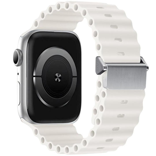 For Apple Watch 42mm / 41mm / 40mm / 38mm Refurbished Magnetic Buckle Ocean Silicone Watch Band(White)