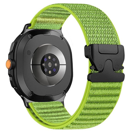 For Galaxy Watch9 / 8 / 8 Classic Parachute Buckle Mountain Pattern Woven Nylon Metal Tip Watch Band(Wilderness Green)