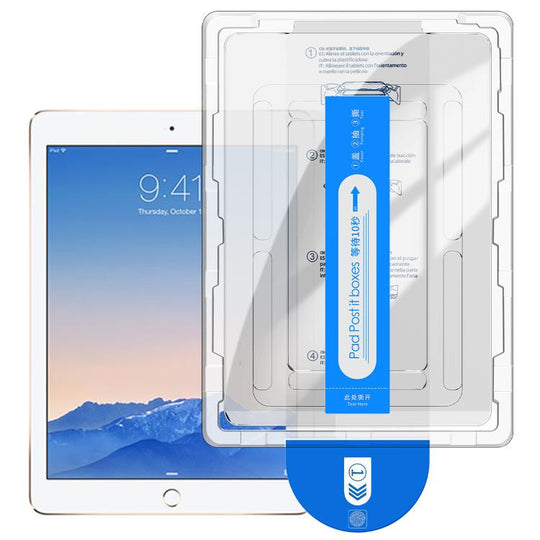 For iPad Air 2 / Air 1 Easy Install Box Dust-Free Curved Edge HD Tempered Glass Film