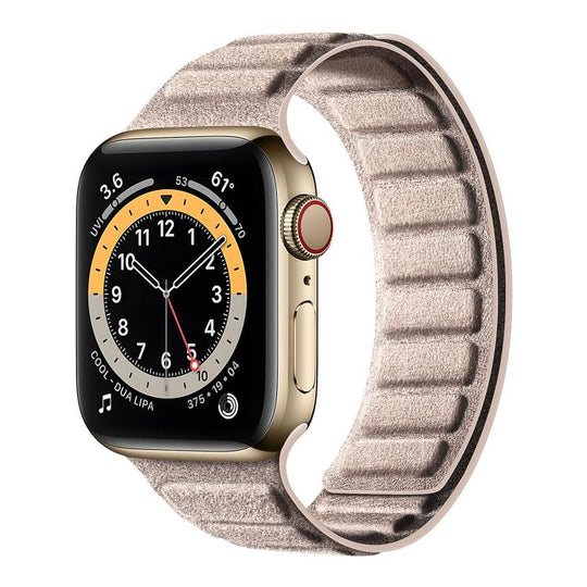 For Apple Watch 42mm / 41mm / 40mm / 38mm Square Magnetic Suede Watch Band(Khaki)