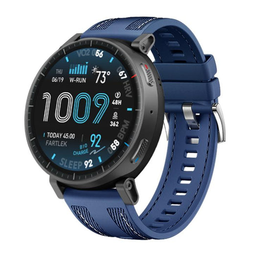 For Amazfit Active Max Composite Weave Nylon Silicone Watch Band(Dark Blue)