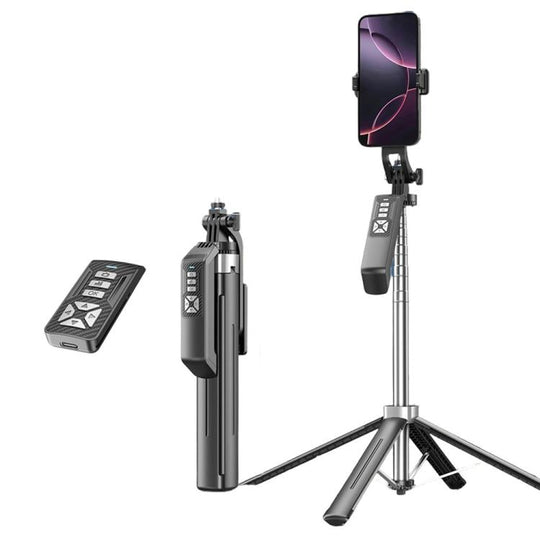 P18TK Anti-Shake Handheld Stabilizer 1.8m Extendable 4-leg Tripod Bluetooth Selfie Stick(Black)