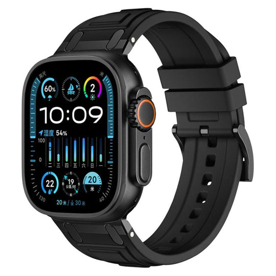 For Apple Watch 42mm / 41mm / 40mm / 38mm Triple-Layer Armour Silicone Watch Band(Black)