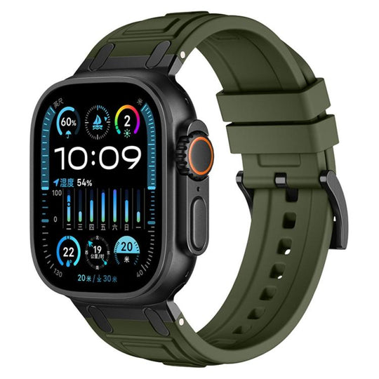 For Apple Watch 42mm / 41mm / 40mm / 38mm Triple-Layer Armour Silicone Watch Band(Army Green)