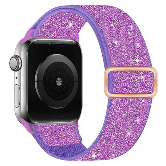 For Apple Watch 42mm / 41mm / 40mm / 38mm Glitter Elastic Nylon Watch Band(Purple)
