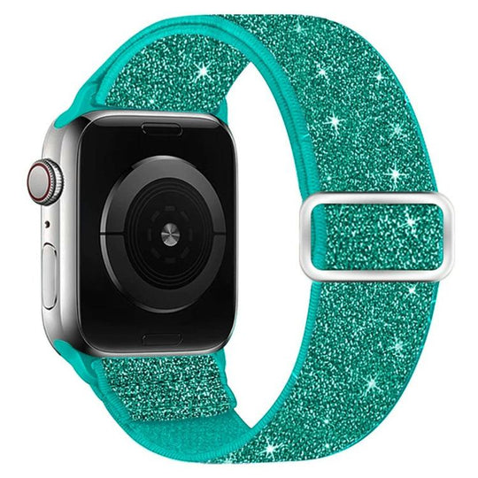 For Apple Watch 42mm / 41mm / 40mm / 38mm Glitter Elastic Nylon Watch Band(Cyan)
