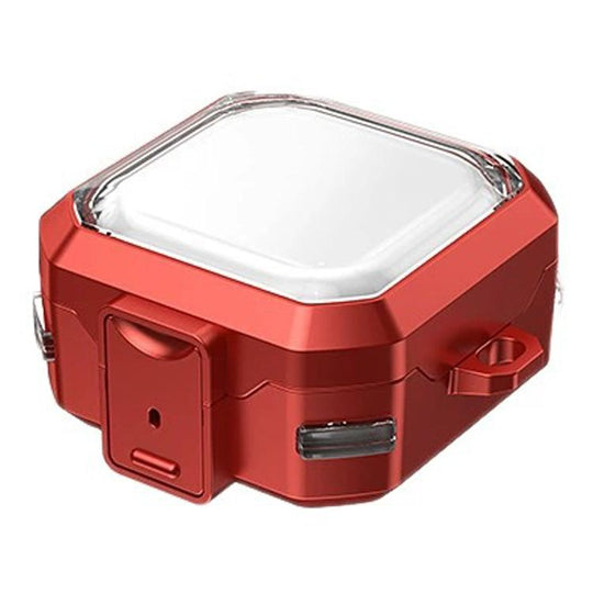 For Samsung Galaxy Buds 4 / 4 Pro  Armour Style Buckle Full Coverage Shockproof Transparent Earphone Case(Transparent Red)