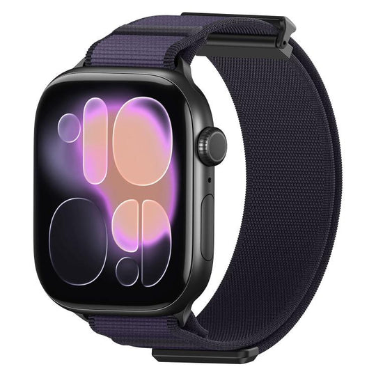 For Apple Watch 49mm / 46mm / 45mm / 44mm Double-Jointed Magnetic Metal-Tip Nylon Watch Band(Purple)