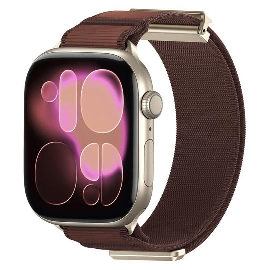 For Apple Watch 49mm / 46mm / 45mm / 44mm Double-Jointed Magnetic Metal-Tip Nylon Watch Band(Terracotta)