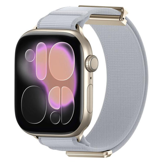 For Apple Watch 42mm / 41mm / 40mm / 38mm Double-Jointed Magnetic Metal-Tip Nylon Watch Band(Light Grey)