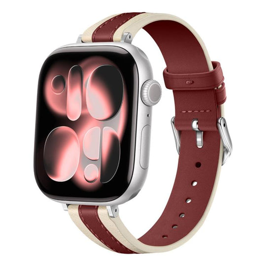 For Apple Watch 42mm / 41mm / 40mm / 38mm Composite Stitching Genuine Leather Watch Band(Royal Red)