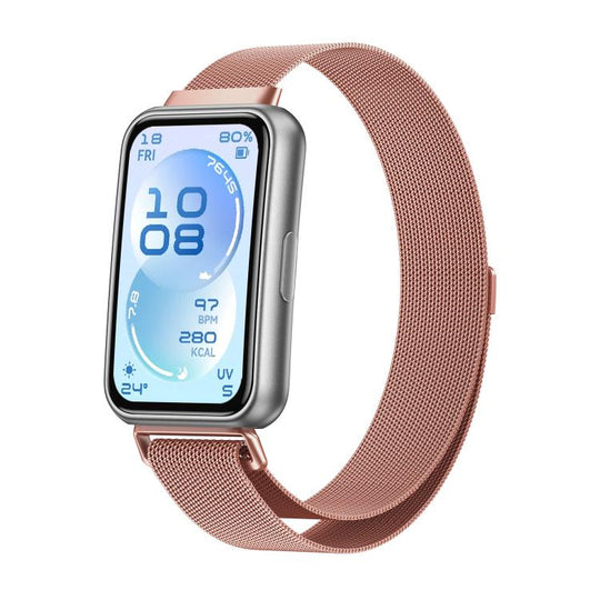 For Huawei Band 11 / Band 11 Pro Milanese Magnetic Stainless Steel Metal Watch Band(Pink)