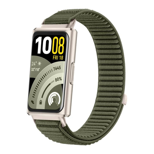 For Huawei Band 11 / Band 11 Pro Woven Nylon Hook And Loop Fastener Metal Interface Watch Band(Spruce Green)