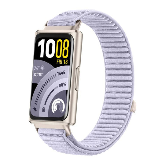 For Huawei Band 11 / Band 11 Pro Woven Nylon Hook And Loop Fastener Metal Interface Watch Band(Purple)