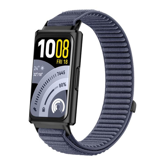 For Huawei Band 11 / Band 11 Pro Woven Nylon Hook And Loop Fastener Metal Interface Watch Band(Anchor Blue)