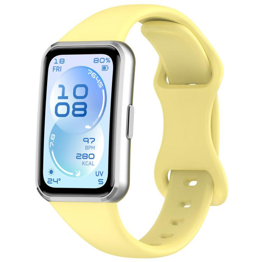 For Huawei Band 11 / Band 11 Pro Slim Butterfly Clasp Solid Color Silicone Watch Band(Creamy Yellow)