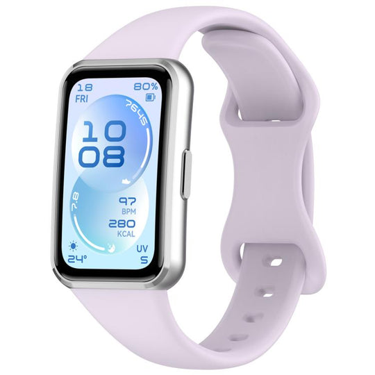 For Huawei Band 11 / Band 11 Pro Slim Butterfly Clasp Solid Color Silicone Watch Band(Light Purple)