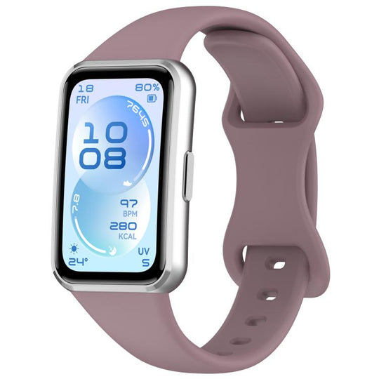For Huawei Band 11 / Band 11 Pro Slim Butterfly Clasp Solid Color Silicone Watch Band(Smoky Purple)