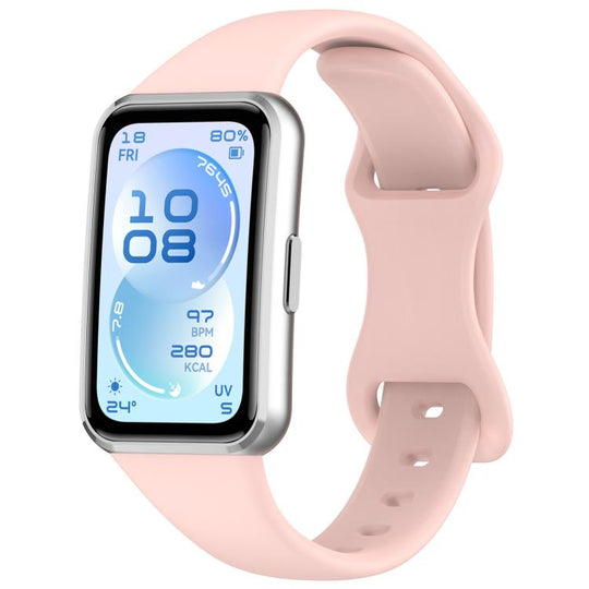 For Huawei Band 11 / Band 11 Pro Slim Butterfly Clasp Solid Color Silicone Watch Band(Light Peach)